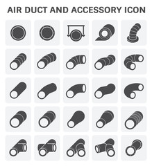 Vector icon of air duct pipe fitting for air conditioner and HVAC system.