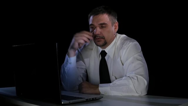 The man was tired to work. Emotions fatigue. Studio