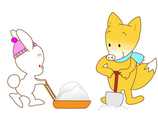 動物の除雪作業