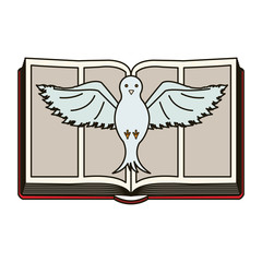 Bible and dove icon. Religion god pray faith and believe theme. Isolated design. Vector illustration