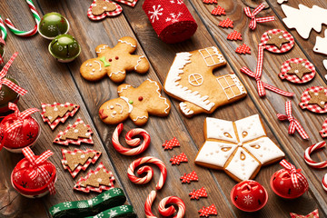 Christmas homemade decoration flat lay