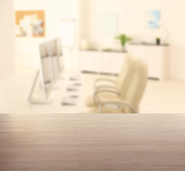 Table against blurred office background