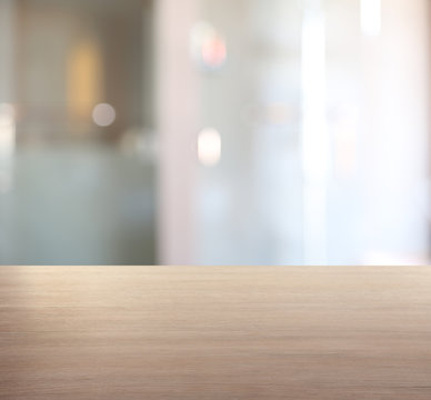 Table against blurred office background