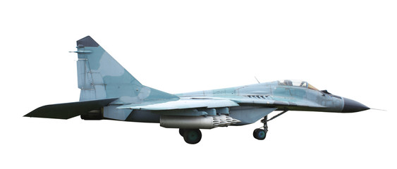 Fototapeta na wymiar Military aircraft on white background