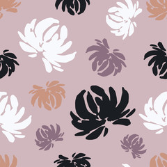Seamless decorative vector background with chrysanthemums. Print. Repeating background. Cloth design, wallpaper.
