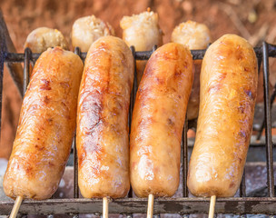 thai eastern sausages on grill