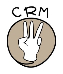 Hand Sign with CRM or Customer Relationship Management Concepts