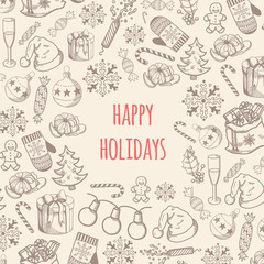 Greeting text and sketch decorations.