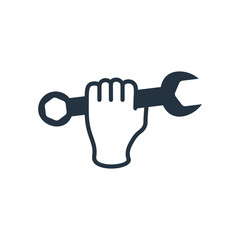 wrench in hand, isolated icon on white background, auto service,