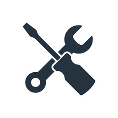 wrench, screwdriver, isolated icon on white background, auto ser