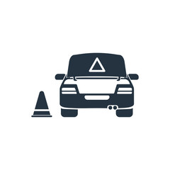 crash, open trunk, caution,  isolated icon on white background,