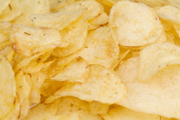 macro detail of potato chips texture