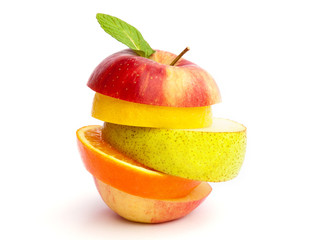 Assorted fruits cut in slices