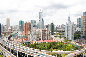Fototapeta na wymiar modern buildings and viaduct in shanghai