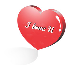 Vector red heart that I love you on a white background.