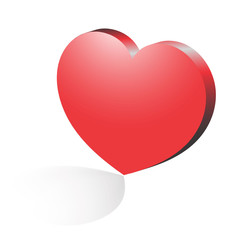 Vector red heart with a white background dimension.