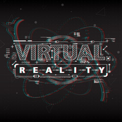 Virtual reality. Conceptual Layout for print and web. Lettering with futuristic user interface elements.