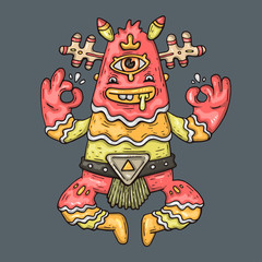funny monster cartoon illustration for print and web