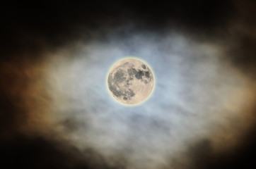 Naklejka na ściany i meble Super Moon 2016, bright, cloudy colored sky, close up