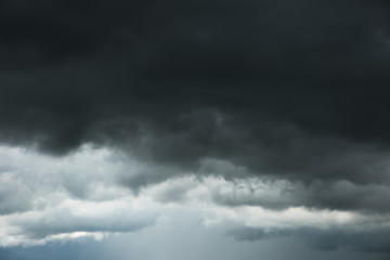 Dark sky and dramatic storm clouds before rainy