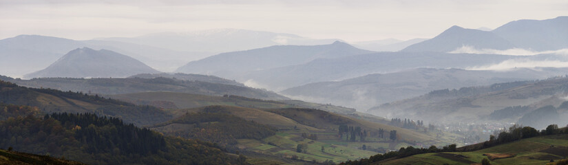 Autumn Foggy Morning In Mountains
