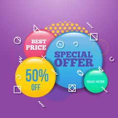 Modern Sale badge and special offer template for web and print.