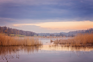 Obraz na płótnie Canvas Misty morning at the lake