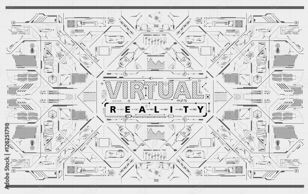 Poster background with futuristic user interface. design concept with hud elements.