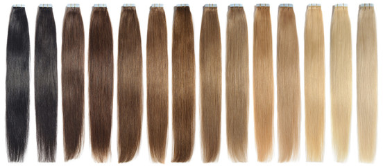 various colors of straight tape in human hair extensions

