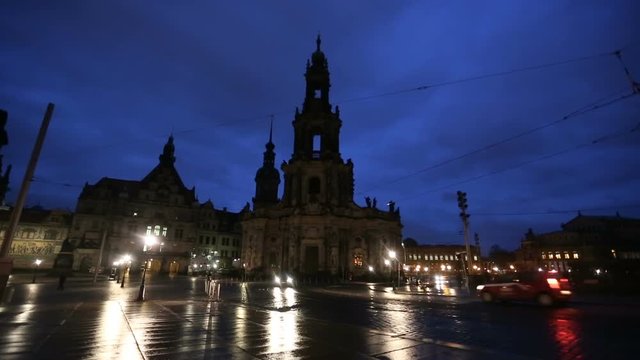 Night view of Hofkirche in Dresden, Germany