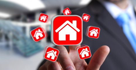 Businessman using modern application to rent a flat