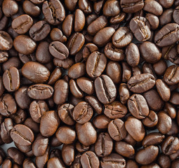 Roasted coffee beans background.