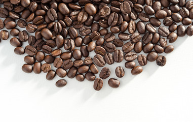 Roasted coffee beans background.