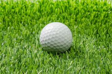 Golf ball on green grass.