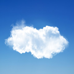 Naklejka na ściany i meble White fluffy cloud shape in the the blue sky, single cloud photo 