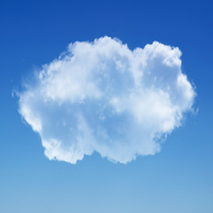 White cloud isolated over blue background
