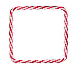 Candy cane, christmas frame isolated on white background