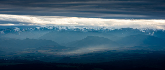 carpathian mountains in winter snow