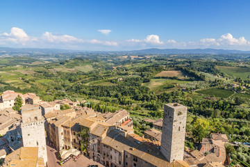 Fototapeta na wymiar San Gimignano, Italy. A scenic view of the city and the surrounding area