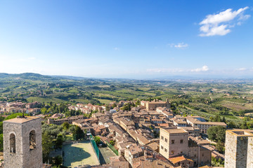 Fototapeta na wymiar San Gimignano, Italy. Scenic view of the medieval town with its towers (UNESCO)
