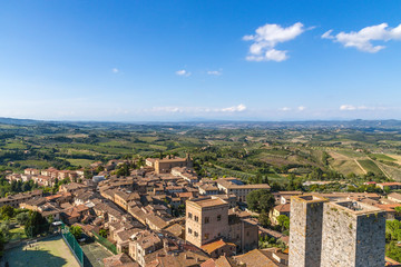 Fototapeta premium San Gimignano, Italy. Scenic view of the medieval town with its towers