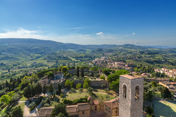 Fototapeta na wymiar San Gimignano, Italy. View of the town and surrounding area