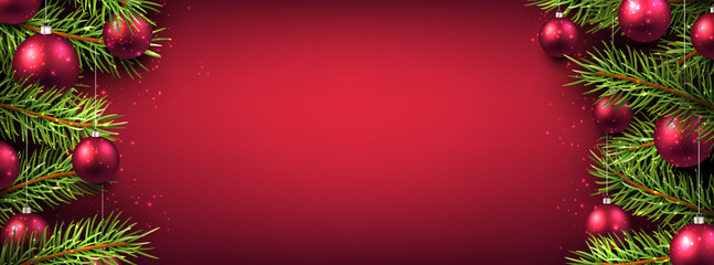 New Year banner with Christmas balls.