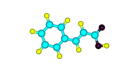 Cinnamic acid molecular structure isolated on white
