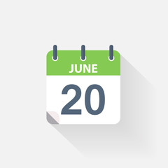 Fototapeta premium 20 june calendar icon
