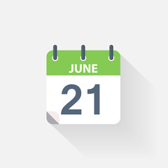 Fototapeta premium 21 june calendar icon
