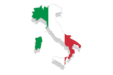 Italy map and flag on white background