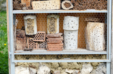 Insect hotel for wild solitary bees and other insects