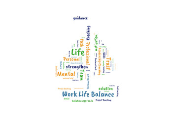 Work life Balance word cloud shaped as a ship