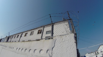 Fence in the colony of special regime. Inner perimeter. Russia 